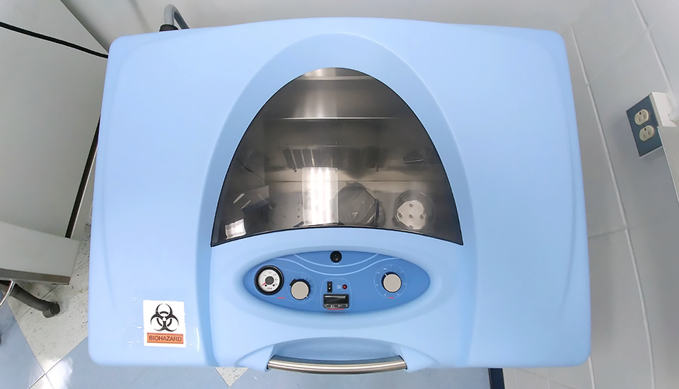 Laboratory centrifuge used for separation of fluids, gas or liquid, based on density.