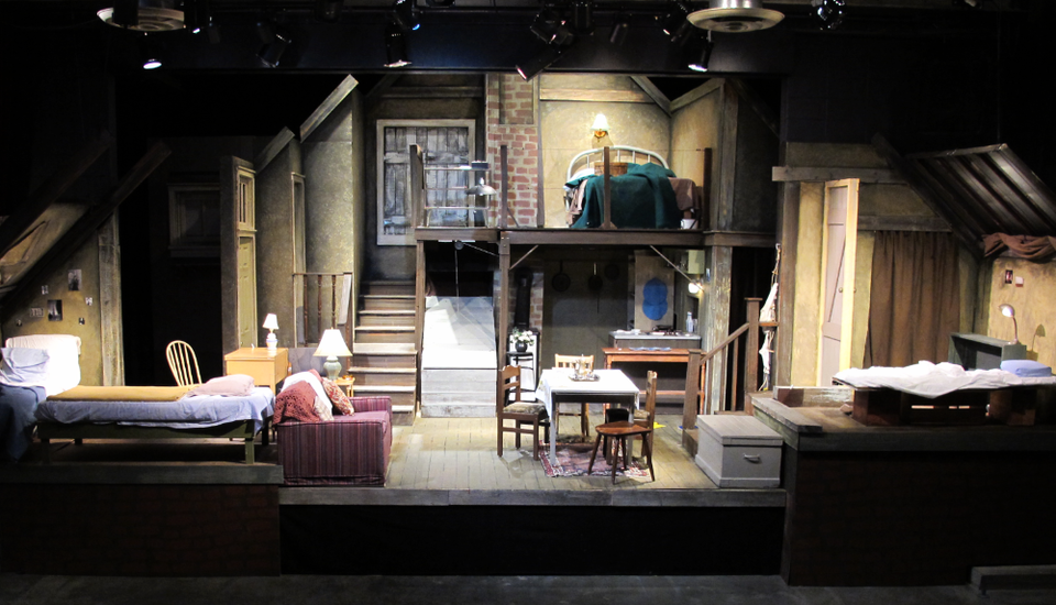 Stage set with Diary of Ann Frank production setting