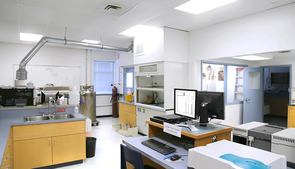 Lab space with various instruments and technology.