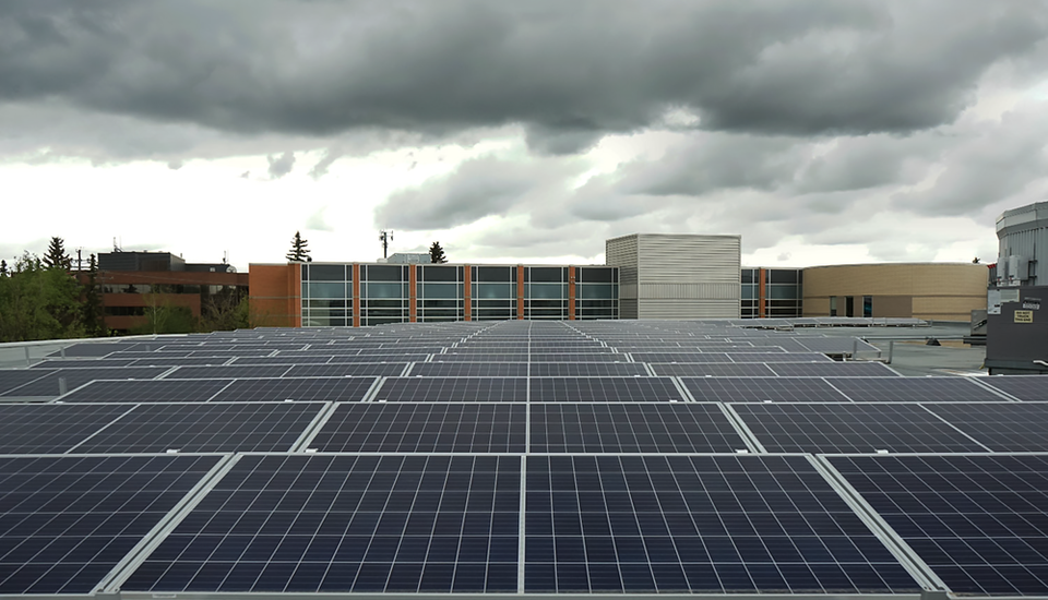 Solar panels on the roof of King's.