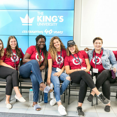 A group of student leaders at orientation.