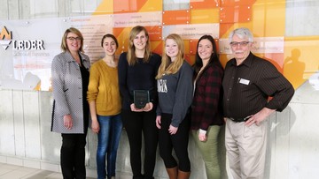 L to R: President Humphreys, Cassandra, Leanne, Megan, Emma, and VP Academic and Research Hank Bestman.