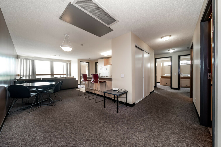 Stay in one of 18 apartments at King's which include 6 single bedrooms, kitchen and 2 bathrooms.