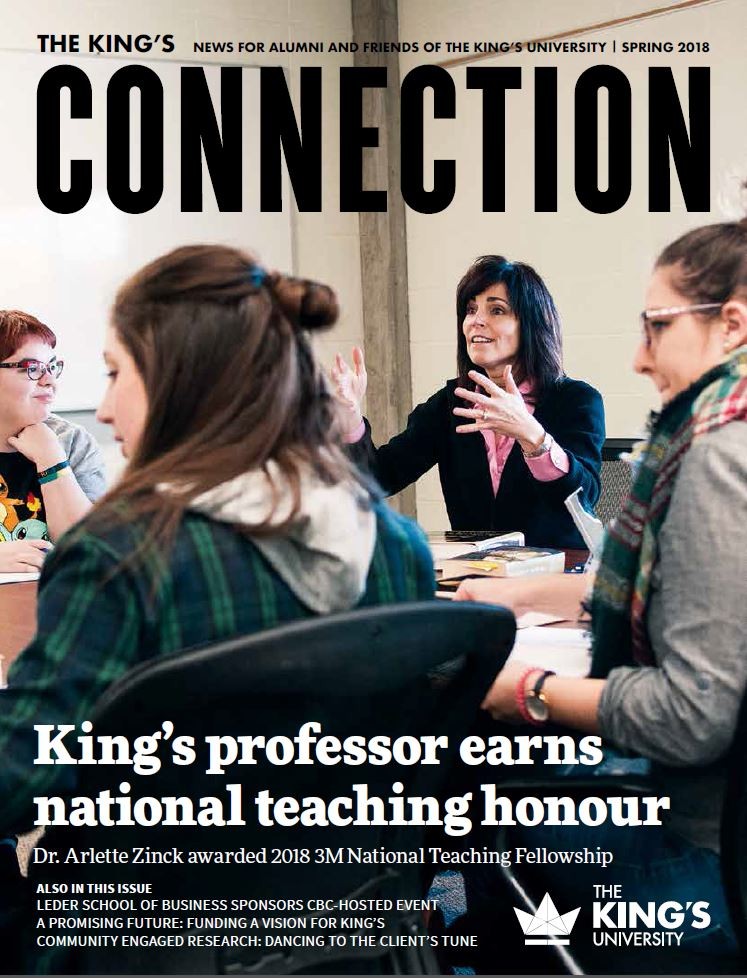 King's professor earns national teaching honour - Connection Spring 2018