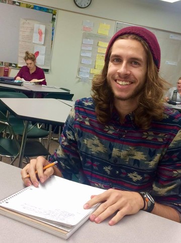 Secondary Education student Josh Borzel hard at work in class!