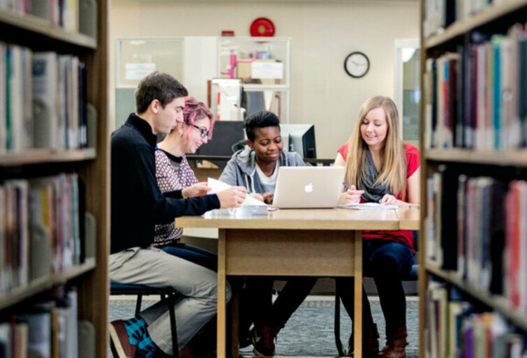 Students studying in King's library