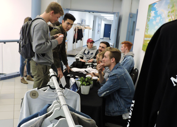 Students browse clothing at King's Entrepreneurship club pop up shop