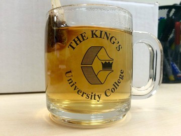 Enjoying some tea in my retro King's mug! 